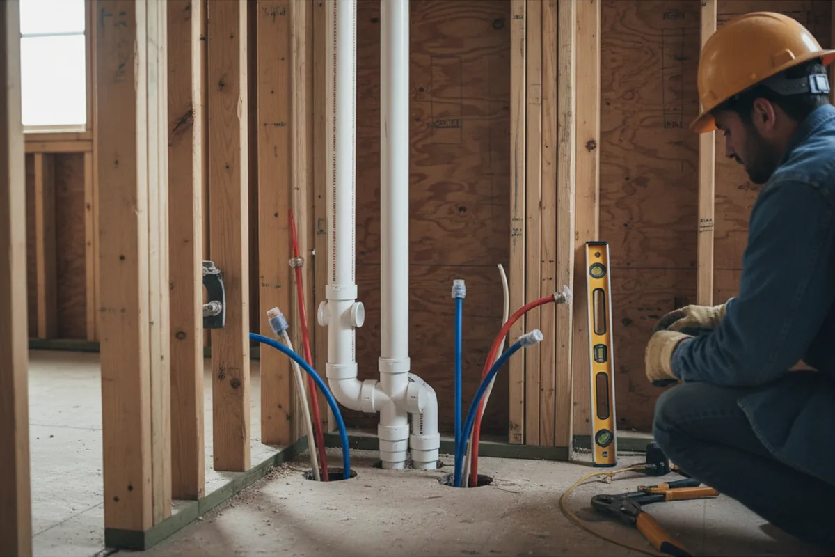 Drain and supply rough-in during Drain Cleaning in Yorkville